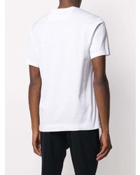 weißes und dunkelblaues bedrucktes T-Shirt mit einem Rundhalsausschnitt von Z Zegna