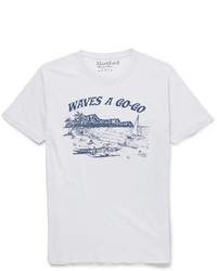 weißes und dunkelblaues bedrucktes T-Shirt mit einem Rundhalsausschnitt von Hartford