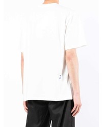 weißes und dunkelblaues bedrucktes T-Shirt mit einem Rundhalsausschnitt von Ader Error