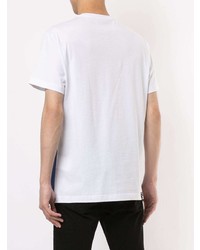 weißes und dunkelblaues bedrucktes T-Shirt mit einem Rundhalsausschnitt von VERSACE JEANS COUTURE