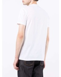 weißes und dunkelblaues bedrucktes T-Shirt mit einem Rundhalsausschnitt von PS Paul Smith