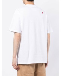 weißes und dunkelblaues bedrucktes T-Shirt mit einem Rundhalsausschnitt von Izzue