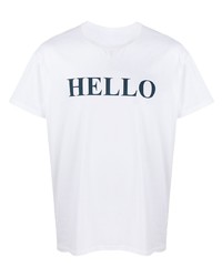 weißes und dunkelblaues bedrucktes T-Shirt mit einem Rundhalsausschnitt von MACKINTOSH
