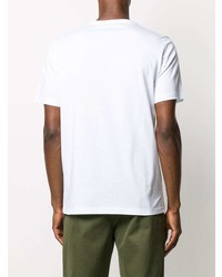 weißes und dunkelblaues bedrucktes T-Shirt mit einem Rundhalsausschnitt von Paul Smith