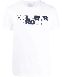 weißes und dunkelblaues bedrucktes T-Shirt mit einem Rundhalsausschnitt von Orlebar Brown