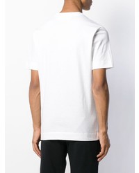 weißes und dunkelblaues bedrucktes T-Shirt mit einem Rundhalsausschnitt von 1017 Alyx 9Sm
