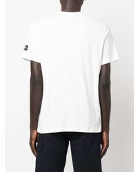 weißes und dunkelblaues bedrucktes T-Shirt mit einem Rundhalsausschnitt von ECOALF
