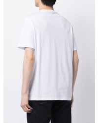 weißes und dunkelblaues bedrucktes T-Shirt mit einem Rundhalsausschnitt von Armani Exchange