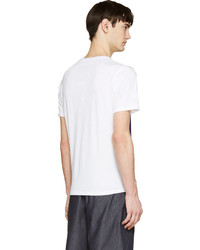 weißes und dunkelblaues bedrucktes T-Shirt mit einem Rundhalsausschnitt von Kenzo
