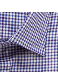 weißes und dunkelblaues Businesshemd mit Vichy-Muster von Etro