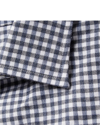 weißes und dunkelblaues Businesshemd mit Vichy-Muster