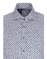 weißes und dunkelblaues Businesshemd mit Vichy-Muster von Jacques Britt