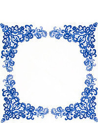 weißes und dunkelblaues Einstecktuch mit Paisley-Muster