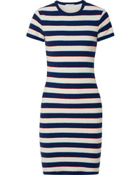 weißes und dunkelblaues horizontal gestreiftes figurbetontes Kleid von James Perse