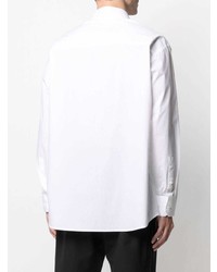 weißes und dunkelblaues horizontal gestreiftes Langarmhemd von Karl Lagerfeld