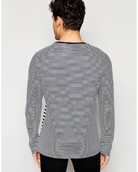 weißes und dunkelblaues horizontal gestreiftes Langarmshirt von Asos