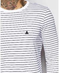 weißes und dunkelblaues horizontal gestreiftes Langarmshirt von Asos