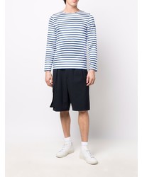 weißes und dunkelblaues horizontal gestreiftes Langarmshirt von Saint James