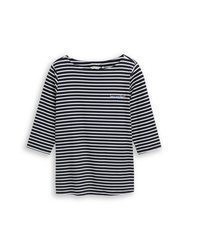 weißes und dunkelblaues horizontal gestreiftes Langarmshirt von TOM TAILOR PLUS