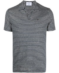 weißes und dunkelblaues horizontal gestreiftes Polohemd von Dondup