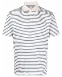 weißes und dunkelblaues horizontal gestreiftes Polohemd von Eleventy