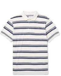 weißes und dunkelblaues horizontal gestreiftes Polohemd von Gant