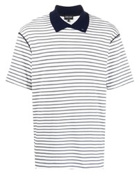 weißes und dunkelblaues horizontal gestreiftes Polohemd von Giorgio Armani