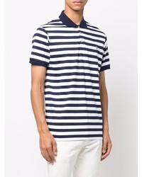 weißes und dunkelblaues horizontal gestreiftes Polohemd von Polo Ralph Lauren