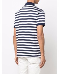 weißes und dunkelblaues horizontal gestreiftes Polohemd von Polo Ralph Lauren