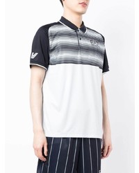 weißes und dunkelblaues horizontal gestreiftes Polohemd von Ea7 Emporio Armani