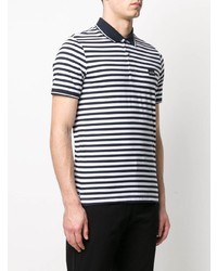 weißes und dunkelblaues horizontal gestreiftes Polohemd von Calvin Klein