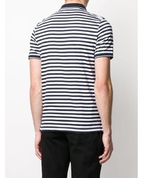 weißes und dunkelblaues horizontal gestreiftes Polohemd von Calvin Klein