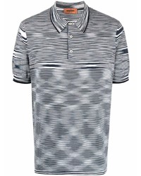 weißes und dunkelblaues horizontal gestreiftes Polohemd von Missoni