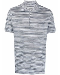 weißes und dunkelblaues horizontal gestreiftes Polohemd von Missoni