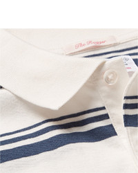 weißes und dunkelblaues horizontal gestreiftes Polohemd von Gant