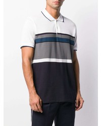 weißes und dunkelblaues horizontal gestreiftes Polohemd von PS Paul Smith