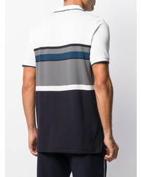 weißes und dunkelblaues horizontal gestreiftes Polohemd von PS Paul Smith