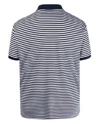weißes und dunkelblaues horizontal gestreiftes Polohemd von Polo Ralph Lauren
