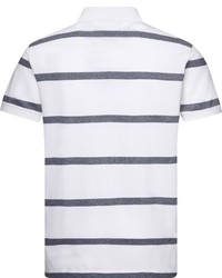 weißes und dunkelblaues horizontal gestreiftes Polohemd von Tommy Hilfiger