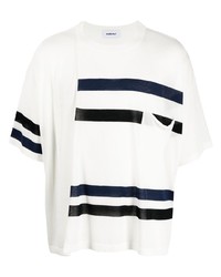 weißes und dunkelblaues horizontal gestreiftes T-Shirt mit einem Rundhalsausschnitt von Ambush