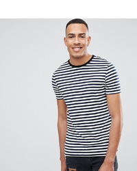 weißes und dunkelblaues horizontal gestreiftes T-Shirt mit einem Rundhalsausschnitt von ASOS DESIGN