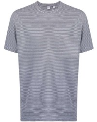 weißes und dunkelblaues horizontal gestreiftes T-Shirt mit einem Rundhalsausschnitt von Aspesi