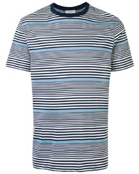 weißes und dunkelblaues horizontal gestreiftes T-Shirt mit einem Rundhalsausschnitt von Cerruti 1881