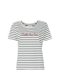 weißes und dunkelblaues horizontal gestreiftes T-Shirt mit einem Rundhalsausschnitt von Chinti & Parker