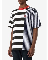 weißes und dunkelblaues horizontal gestreiftes T-Shirt mit einem Rundhalsausschnitt von Burberry