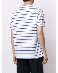 weißes und dunkelblaues horizontal gestreiftes T-Shirt mit einem Rundhalsausschnitt von Polo Ralph Lauren