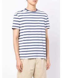 weißes und dunkelblaues horizontal gestreiftes T-Shirt mit einem Rundhalsausschnitt von Polo Ralph Lauren