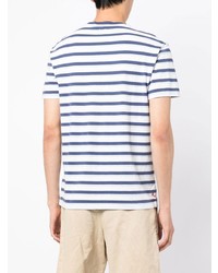 weißes und dunkelblaues horizontal gestreiftes T-Shirt mit einem Rundhalsausschnitt von Polo Ralph Lauren