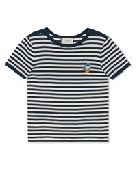 weißes und dunkelblaues horizontal gestreiftes T-Shirt mit einem Rundhalsausschnitt von Gucci