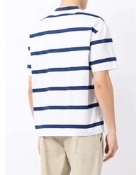 weißes und dunkelblaues horizontal gestreiftes T-Shirt mit einem Rundhalsausschnitt von Emporio Armani